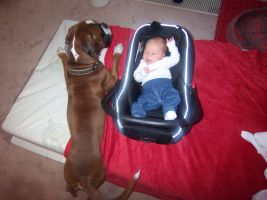 Kája se svým bodyguardem Baronem